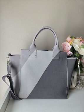 Rothy's  BagTwo-Tone Gray Tote with Diagonal Panel